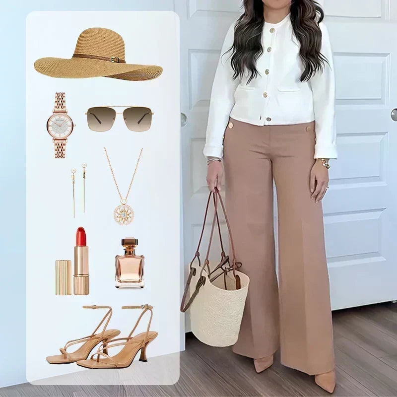 ✨ Flattering Comfort | Women's High-Waisted Tummy-Control Wide-Leg Pants