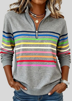 Prismette™ | Colourful Striped Quarter-Zip Sweatshirt