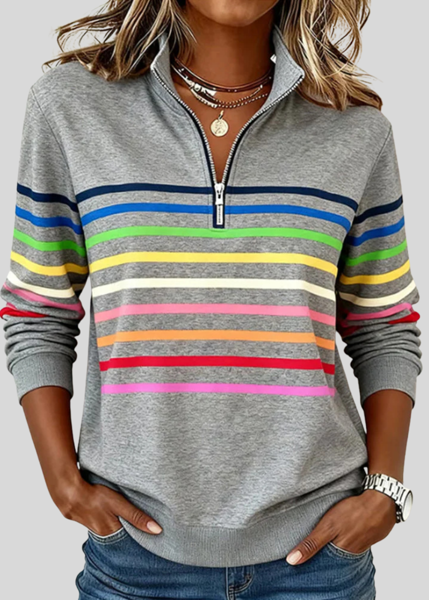 Prismette™ | Colourful Striped Quarter-Zip Sweatshirt