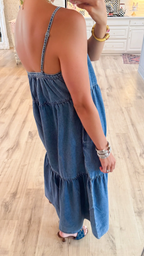 Denim Tiered Maxi Dress