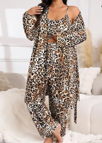 Plus Size Women's Leopard Print Pajama Set