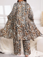 Plus Size Women's Leopard Print Pajama Set