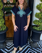 Elegant Embroidered Cotton Caftan Dress