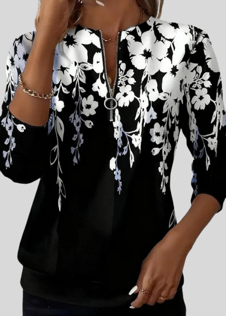 Crimson™ | Floral Print Zip Sweatshirt