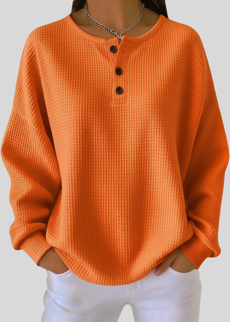 Nessa™ | Casual Henley Sweatshirt