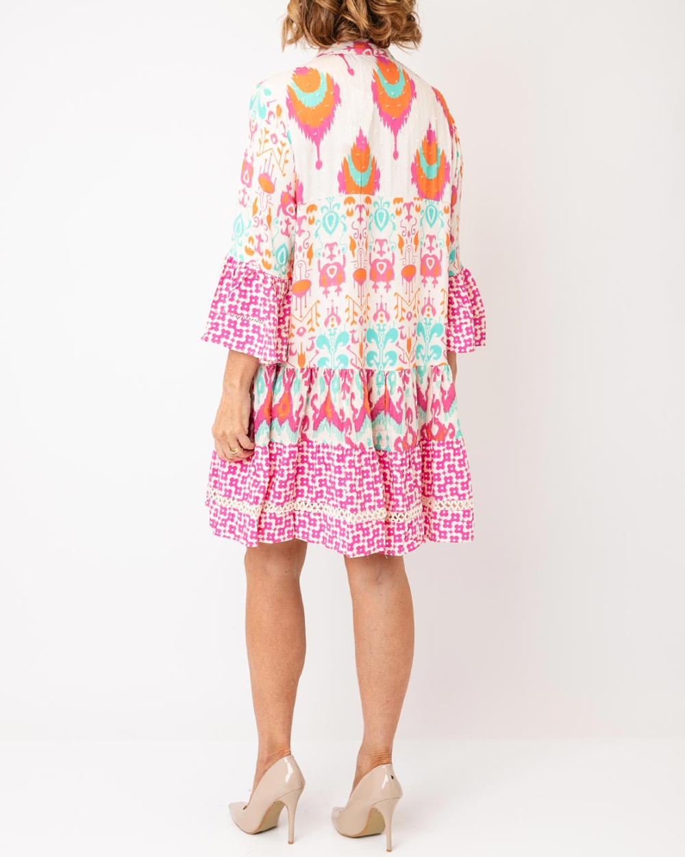 The Mariposa Tiered Ikat Mini Dress