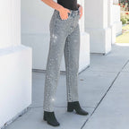 🔥Limited-time offer-Rhinestone-Embellished Straight-Leg Jeans