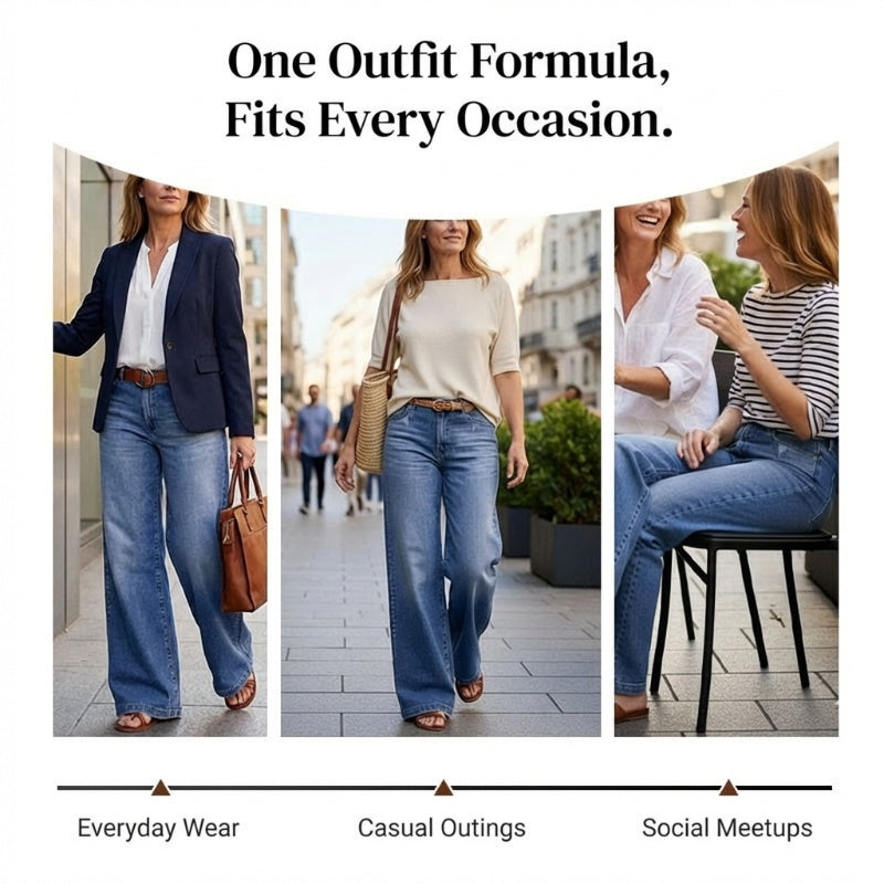 👖 Vintage Denim Appeal | Women’s High-Waist Wide-Leg Jeans