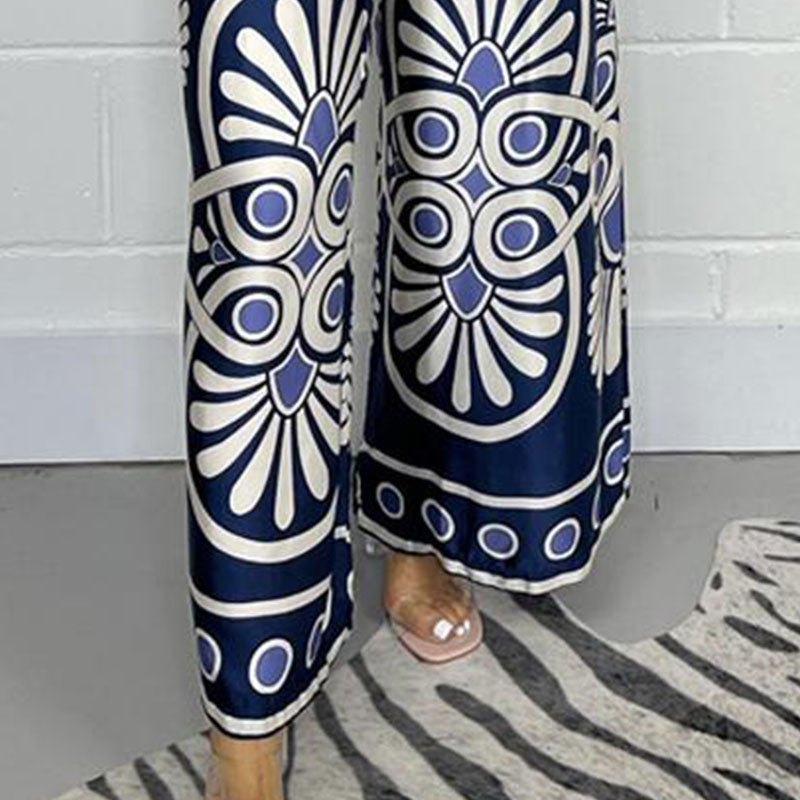 🔥Hot Sale 50% OFF✨Women’s Stylish Printed Satin Wide-Leg Pants