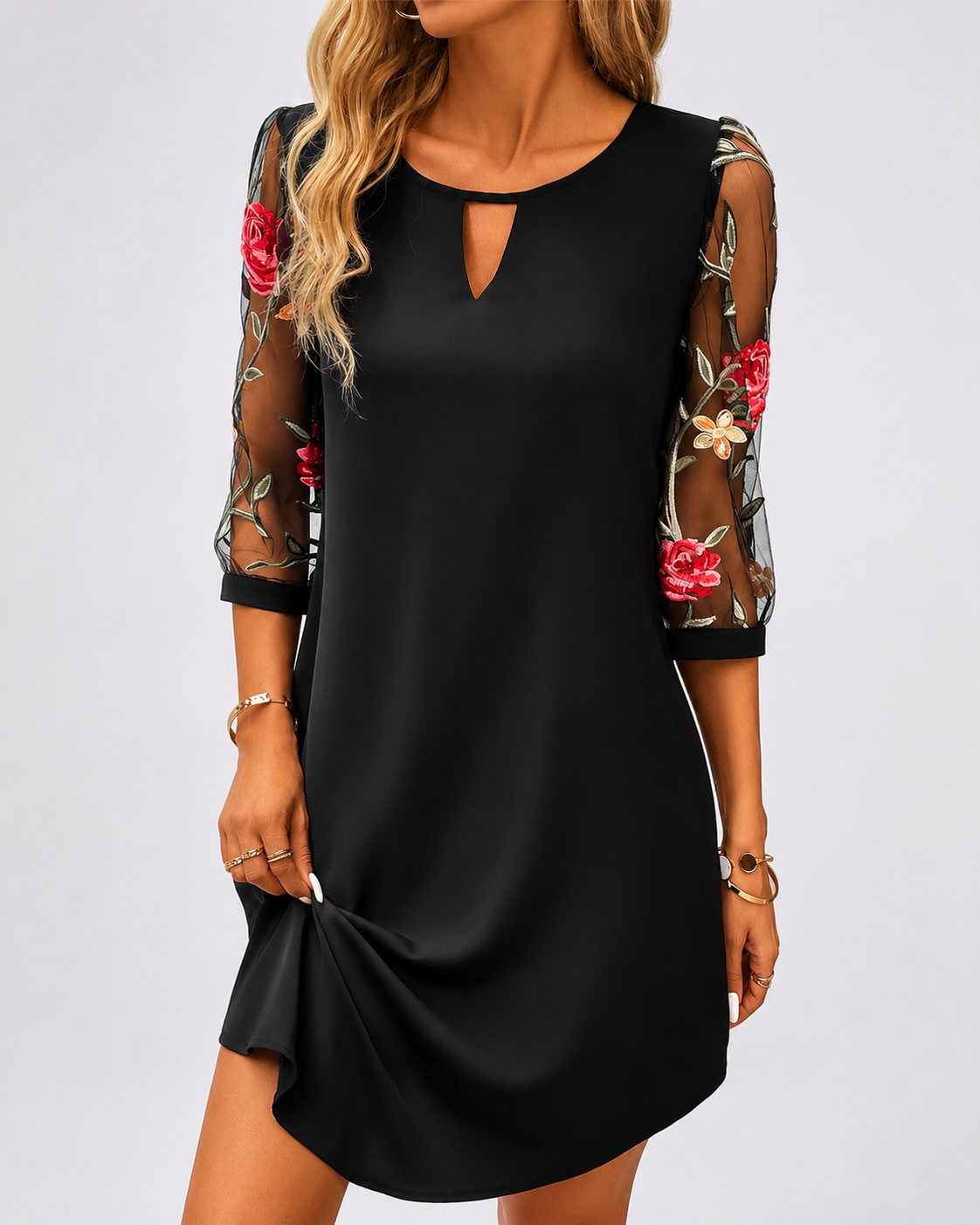 French Vintage White Eyelet Dress - Embroidered Lace V-Neck Summer Vacation Midi Dress