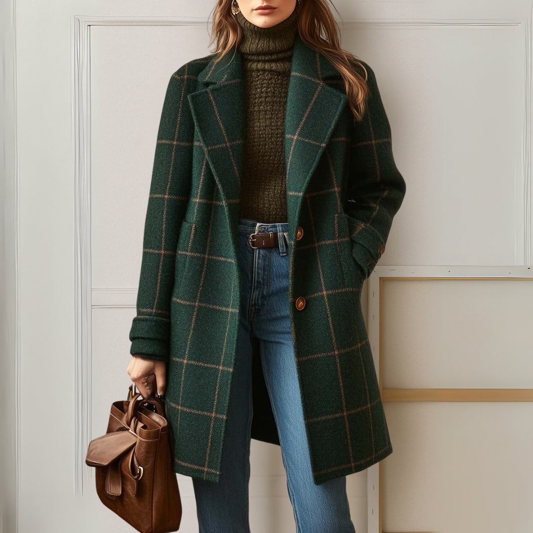 Graziella | Long Tweed Check Coat