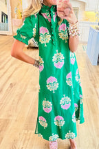 Emerald Bloom Midi Dress