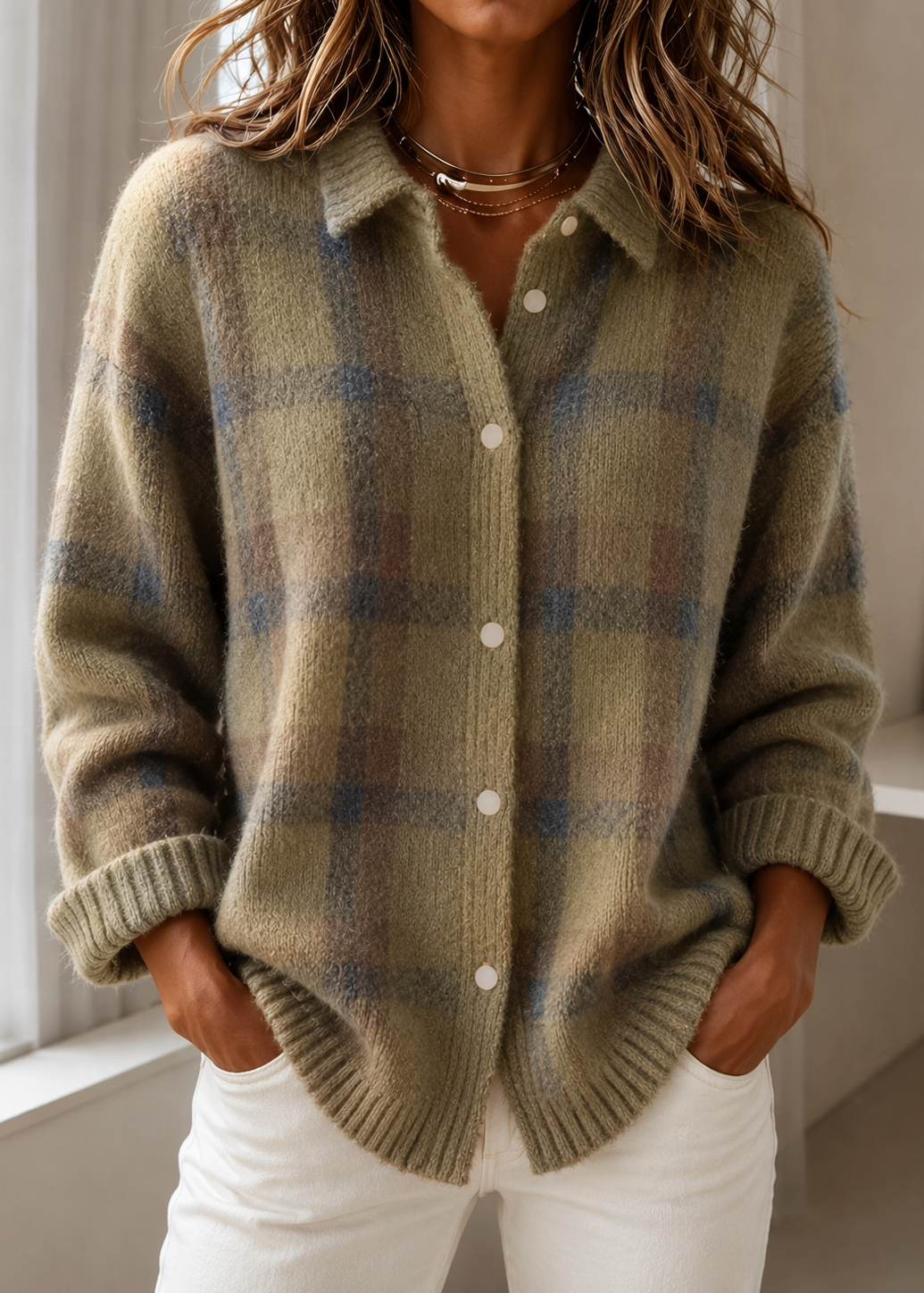 Anna | Plaid Knit Cardigan