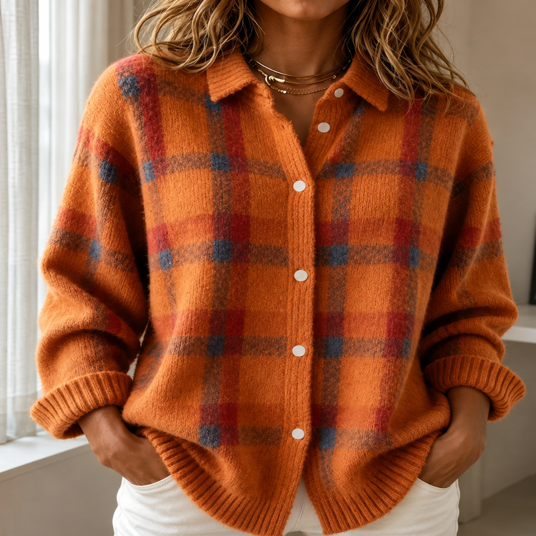 Anna | Plaid Knit Cardigan