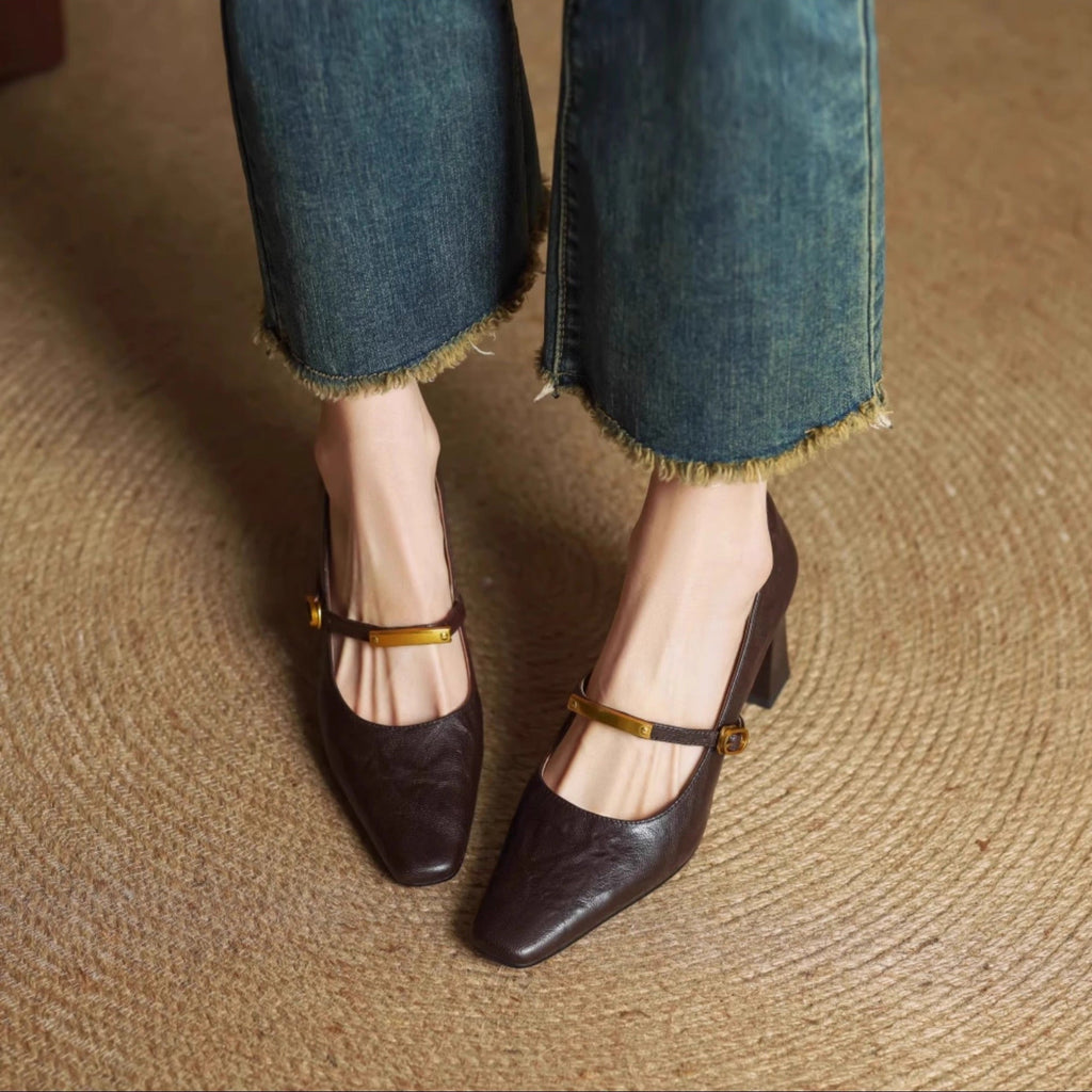 Maela Genuine Leather Heels