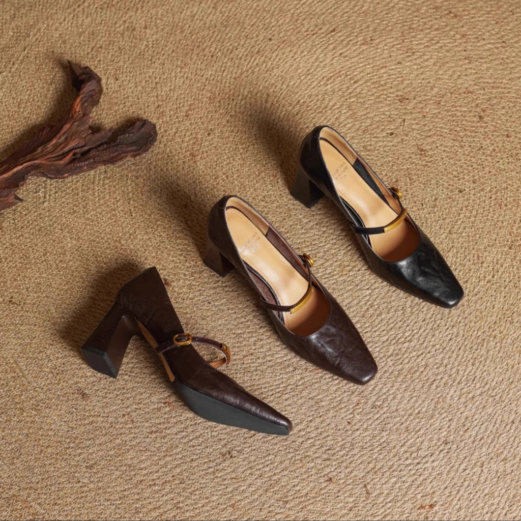 Maela Genuine Leather Heels