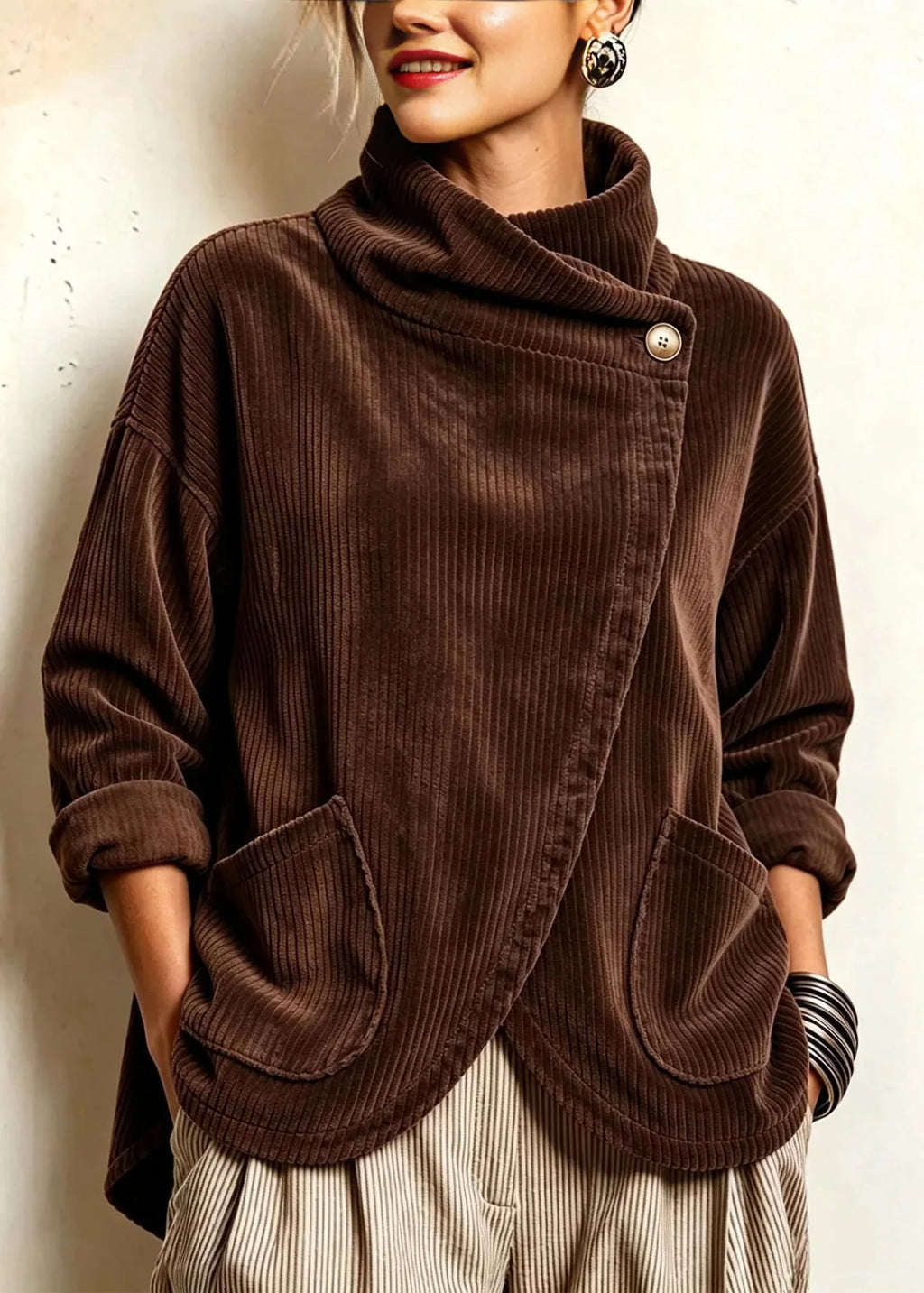 Sophie | One-Button Corduroy Wrap Top