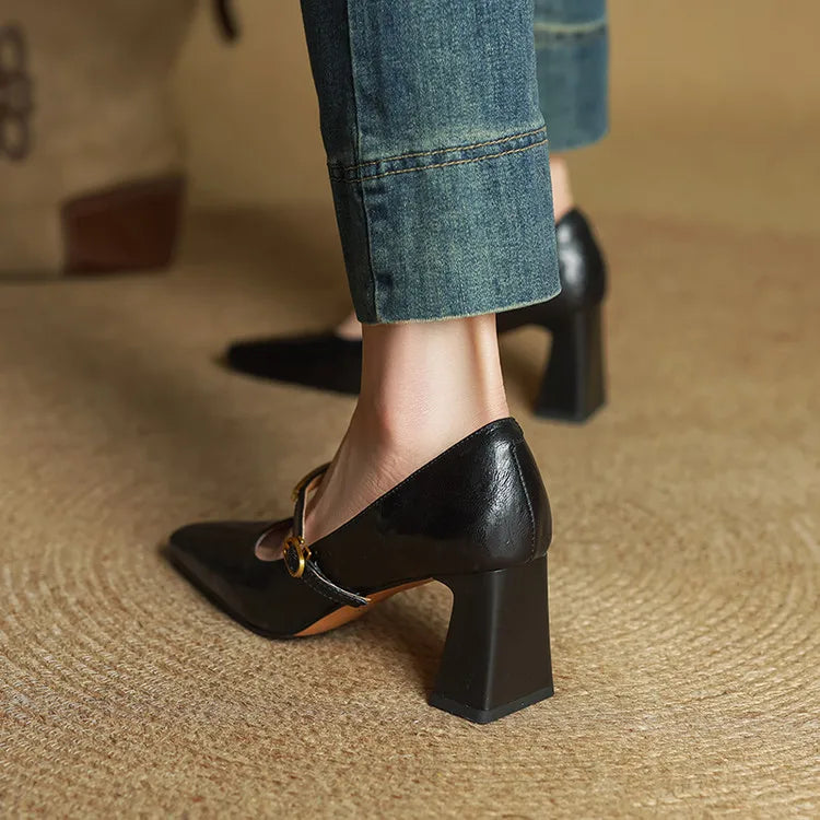 Maela Genuine Leather Heels