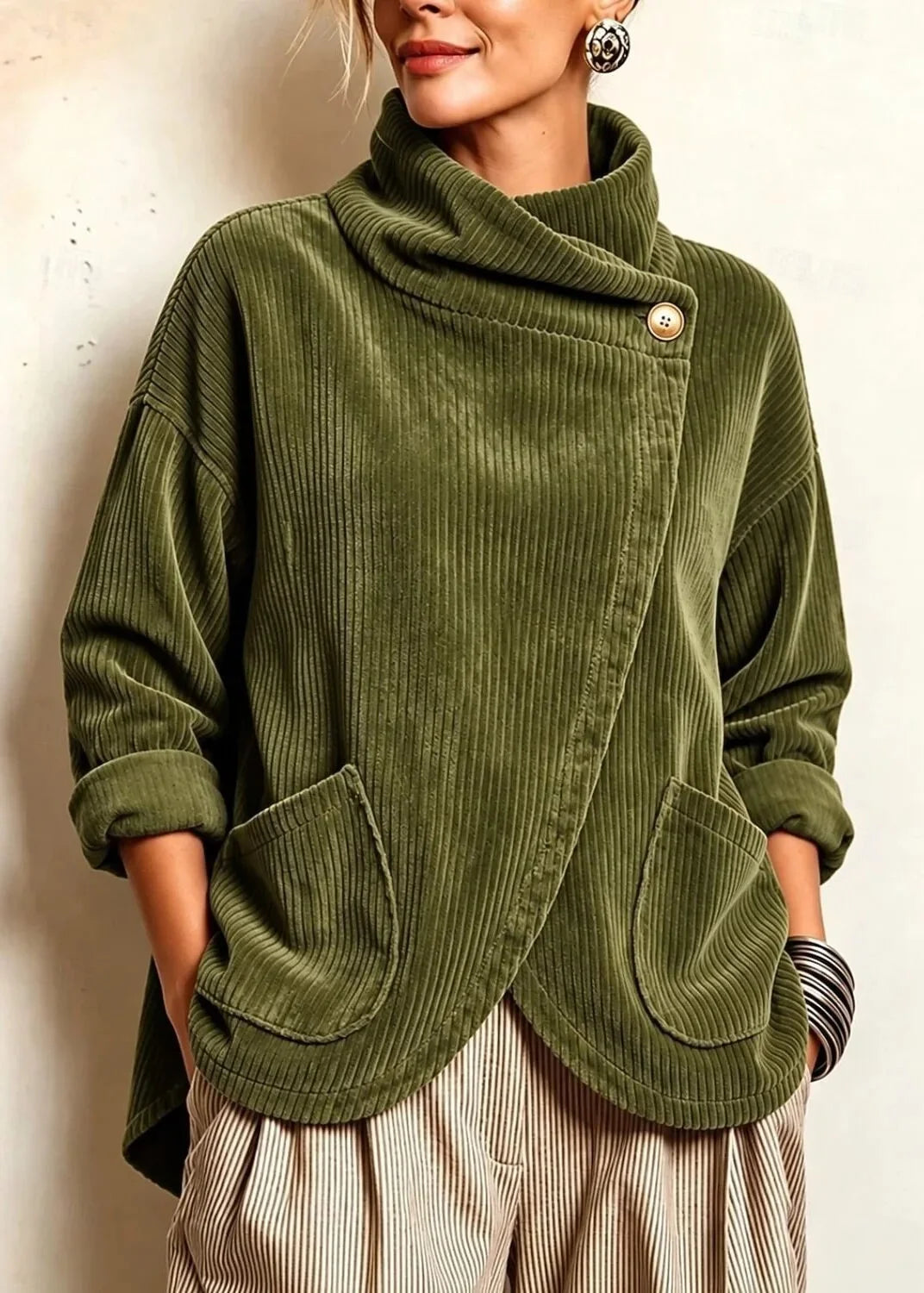 Sophie | One-Button Corduroy Wrap Top