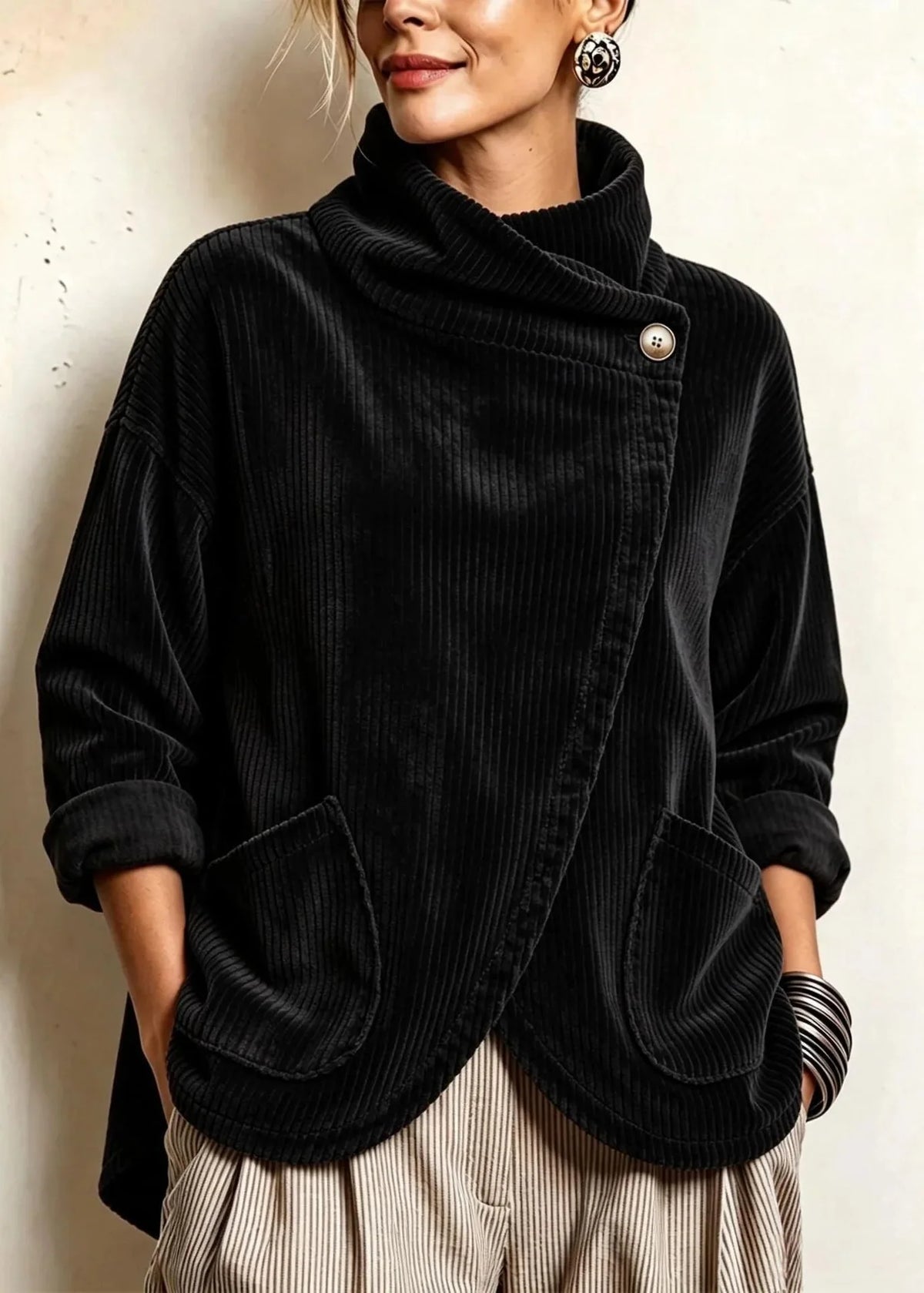 Sophie | One-Button Corduroy Wrap Top