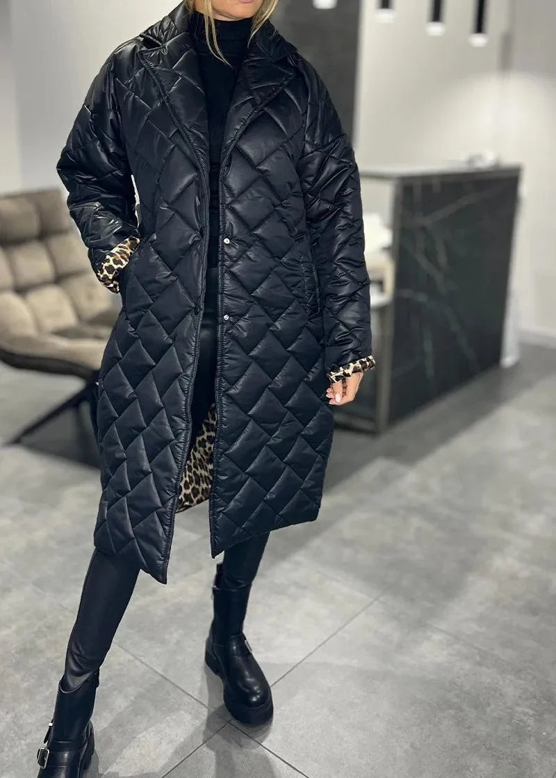 Fabiana | Reversible Quilted Coat with Leopard Print