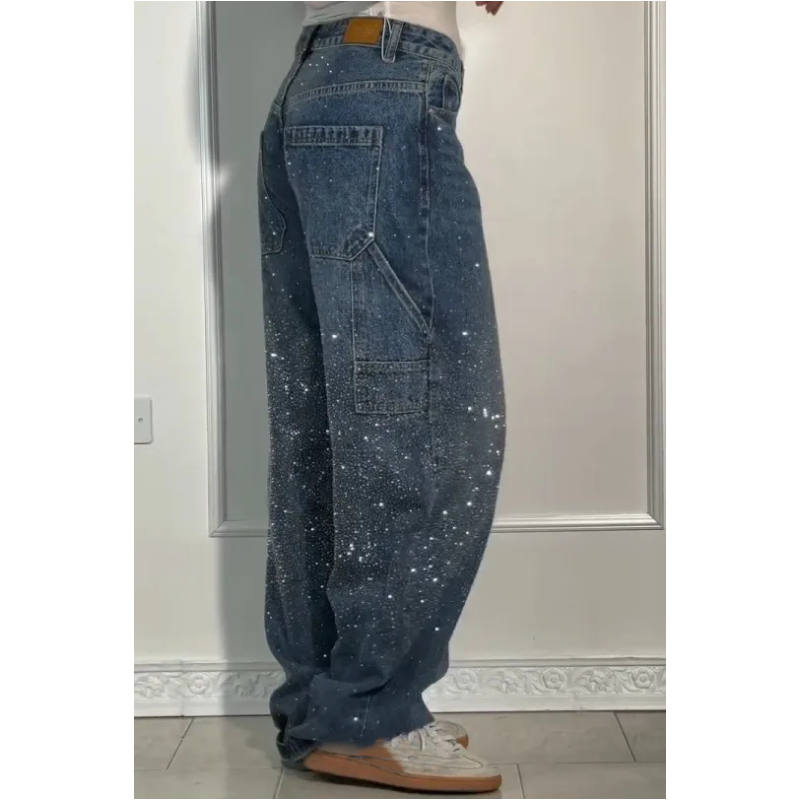 🌸Limited-time offer💐 Women's Straight Jeans with Rhinestones