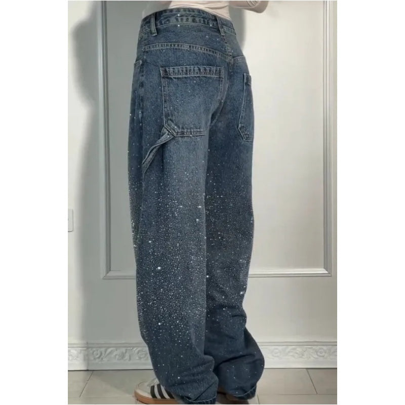 🌸Limited-time offer💐 Women's Straight Jeans with Rhinestones