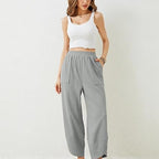 🎉Hot Sale 50% OFF🎉Women's casual ankle trousers with loose fit and elasticated waist