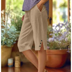 🔥Hot Sale Deals-Women's Casual Solid Color Pocket Capri Pants