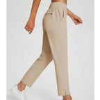 🍃Women's Elastic High-Waist Pants - Secure Pockets, Slim Fit