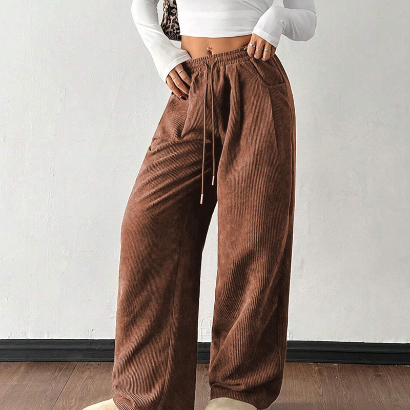 👖✨ 60% OFF! Casual Loose Fit Corduroy Trousers for Women – Wide-Leg, Adjustable Waist & Wrinkle-Resistant Retro Style