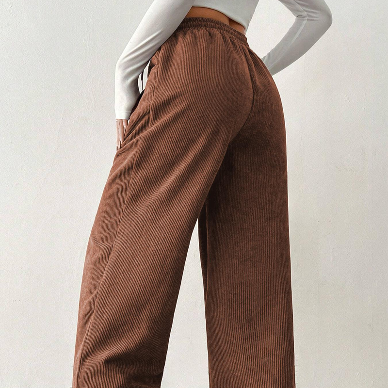 👖✨ 60% OFF! Casual Loose Fit Corduroy Trousers for Women – Wide-Leg, Adjustable Waist & Wrinkle-Resistant Retro Style