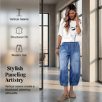 Women’s Elastic Waist Loose Fit Cropped Jeans