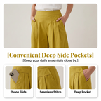 🔥New Arrivals & Special Offers-Women's High-Waist Pleated Wide-Leg Culottes