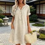 🥳2026 HOT SALE🥳Women's V-Neck Tunic Dress – Relaxed Fit, Pockets & Breathable