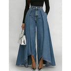 🔥Hot Deals-Women's High-Waist Wide-Leg Jeans with High-Low Hem