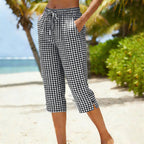 👖💥Surprise Price $34.8!!💥 🌿Women's Summer Plaid Capri Pants✨Light Breathable Cropped Trousers Casual Daily Wear💝