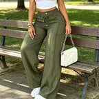 👖 LIMITED-TIME 50% OFF! 💥 Women's High-Waisted Straight Leg Trousers – Front Seam, Elastic Back, Versatile ✨