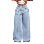 ⌛Limited-Time Offer-Women's Asymmetrical Waist Wide Leg Jeans.