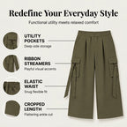 👖Women's Cropped Wide-Leg Cargo Pants – High Waist Street Style Trousers ✨