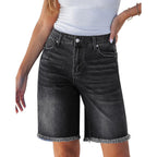 🔥Last-Day Sale-Women’s Casual High Waisted Fringed Denim Shorts