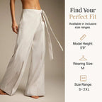 Women's Flowy Wrap Front Wide Leg Pants