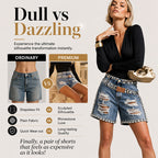 ⌛Limited-Time Offer-Women's Rhinestone Ripped Denim Shorts
