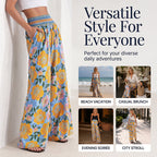 Women's Floral Print High-Waisted Wide-Leg Pants