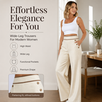 ⌛Limited-Time Offer-Women's High-Waisted Wide-Leg Pants with Contrast Trim