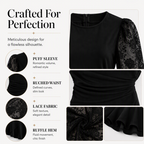 ⌛Limited-time offer-Women's Lace Puff Sleeve Ruched Bodycon Dress