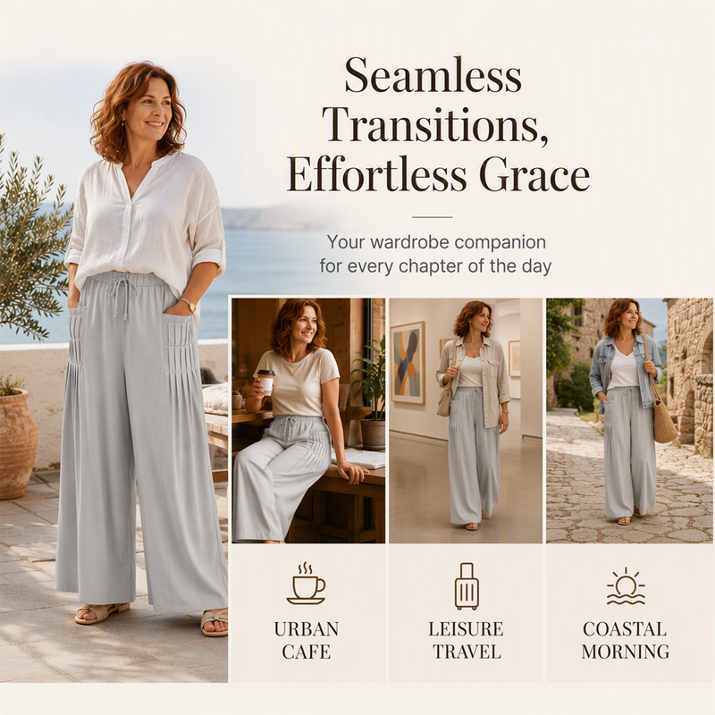 ✨ Easy Everyday Style | Women’s Cotton Linen Wide-Leg Pants