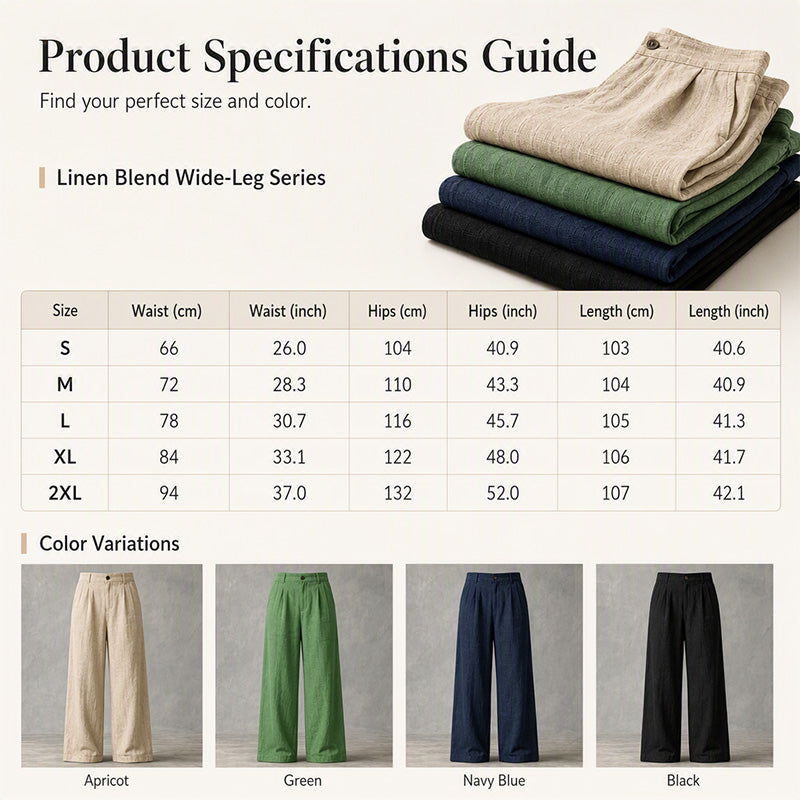 🌿 Effortless Comfort | Women's Cotton-Linen High-Waisted Wide-Leg Pants