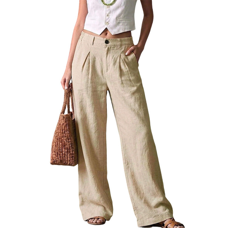 🌿 Effortless Comfort | Women's Cotton-Linen High-Waisted Wide-Leg Pants