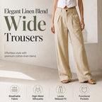 🌿 Effortless Comfort | Women's Cotton-Linen High-Waisted Wide-Leg Pants